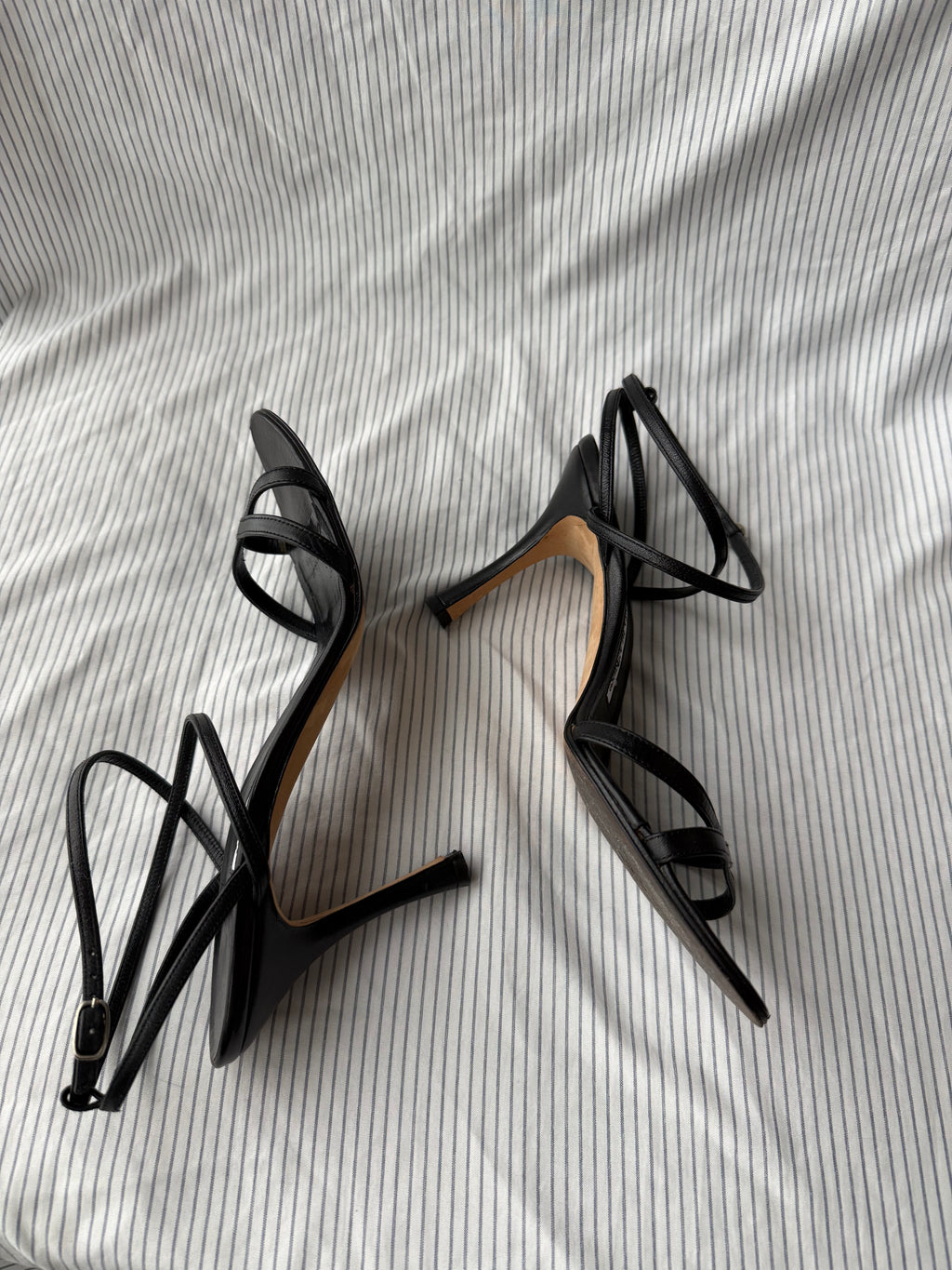 Manolo Blahnik Vintage Black Leather Strappy Stiletto Sandals