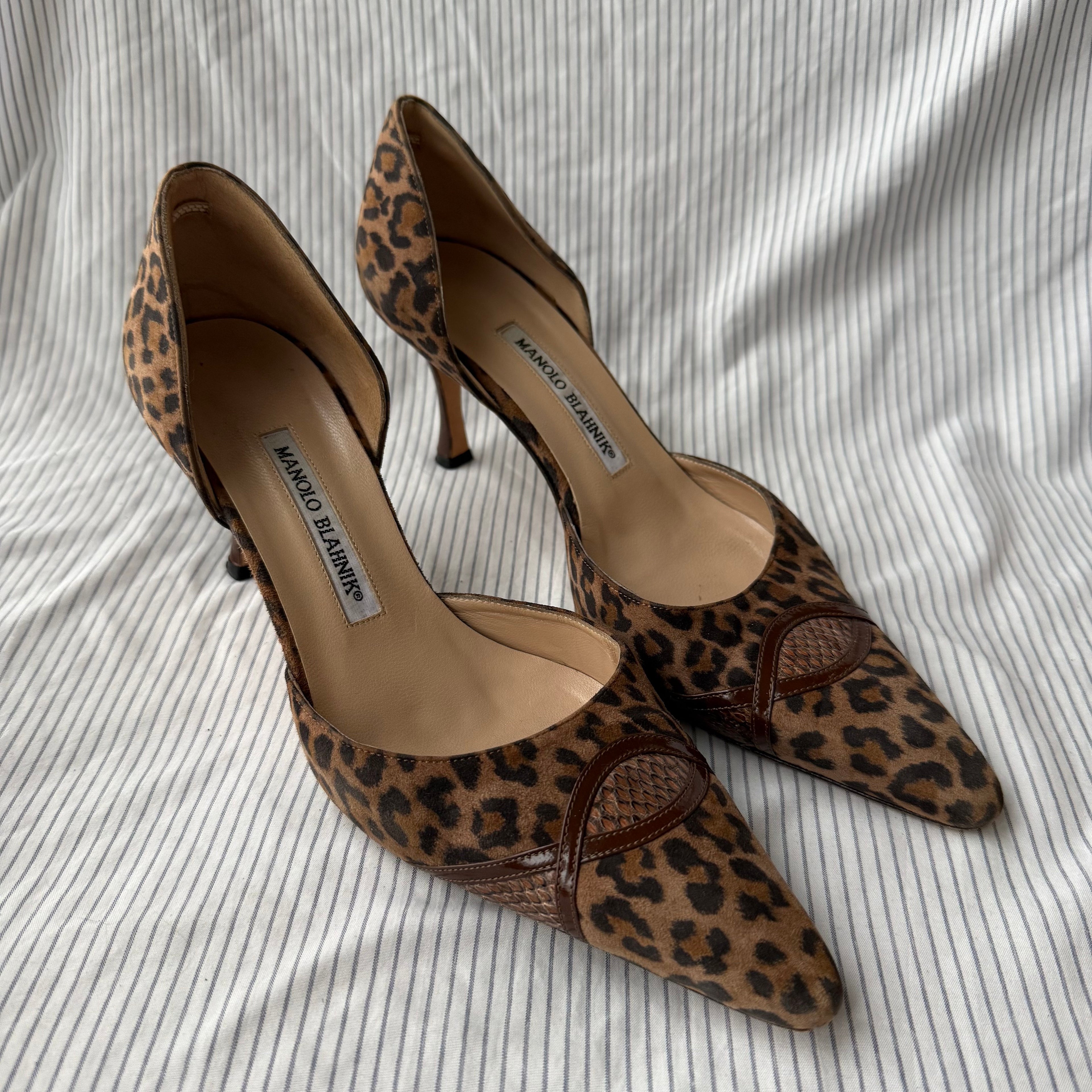 Manolo Blahnik Vintage Leopard Suede D'Orsay Heels