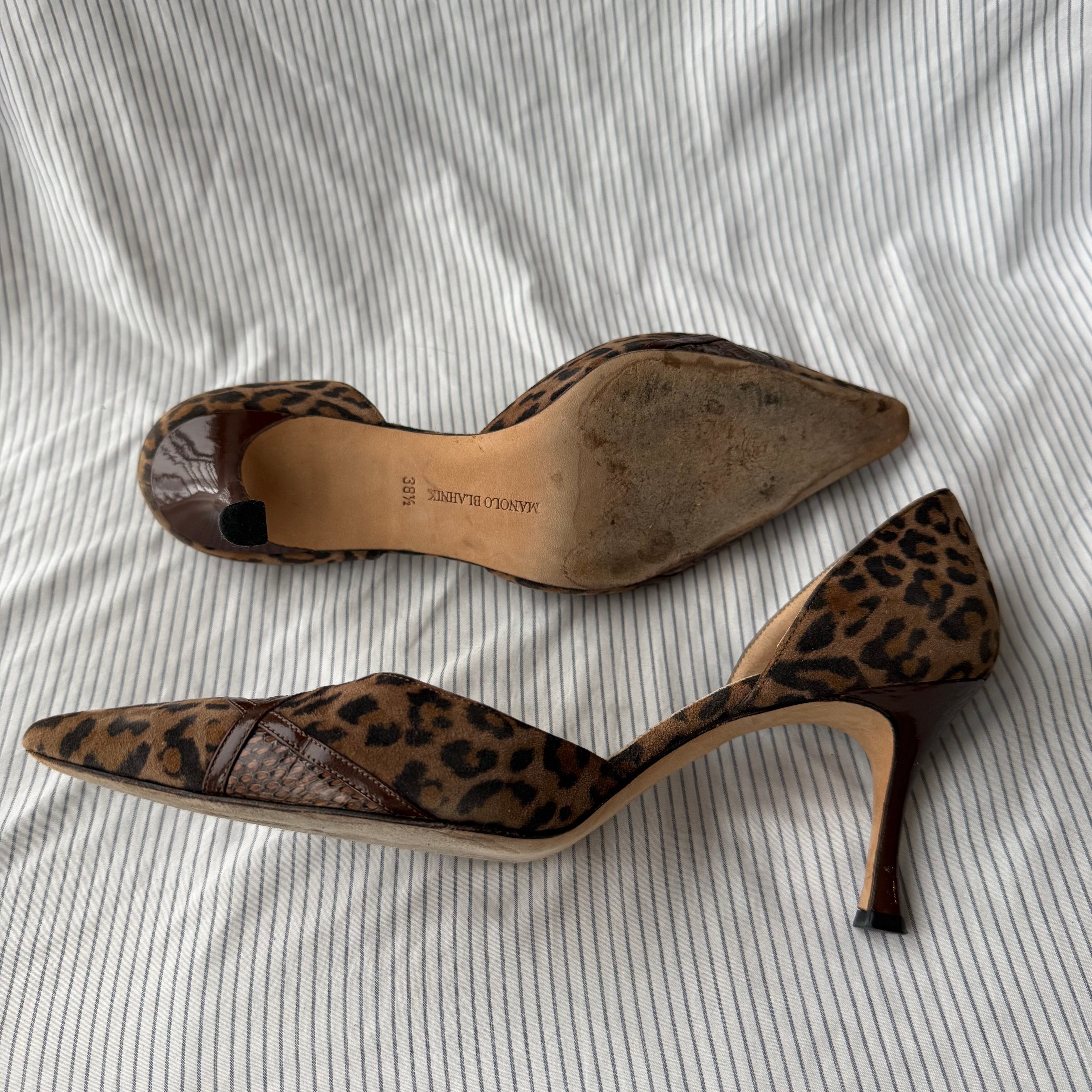 Manolo Blahnik Vintage Leopard Suede D'Orsay Heels