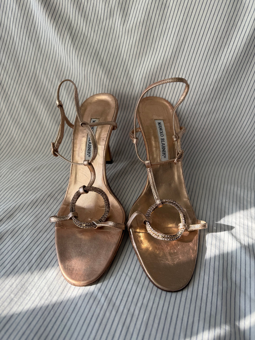 Manolo Blahnik Vintage Rose Gold Sandal Heels