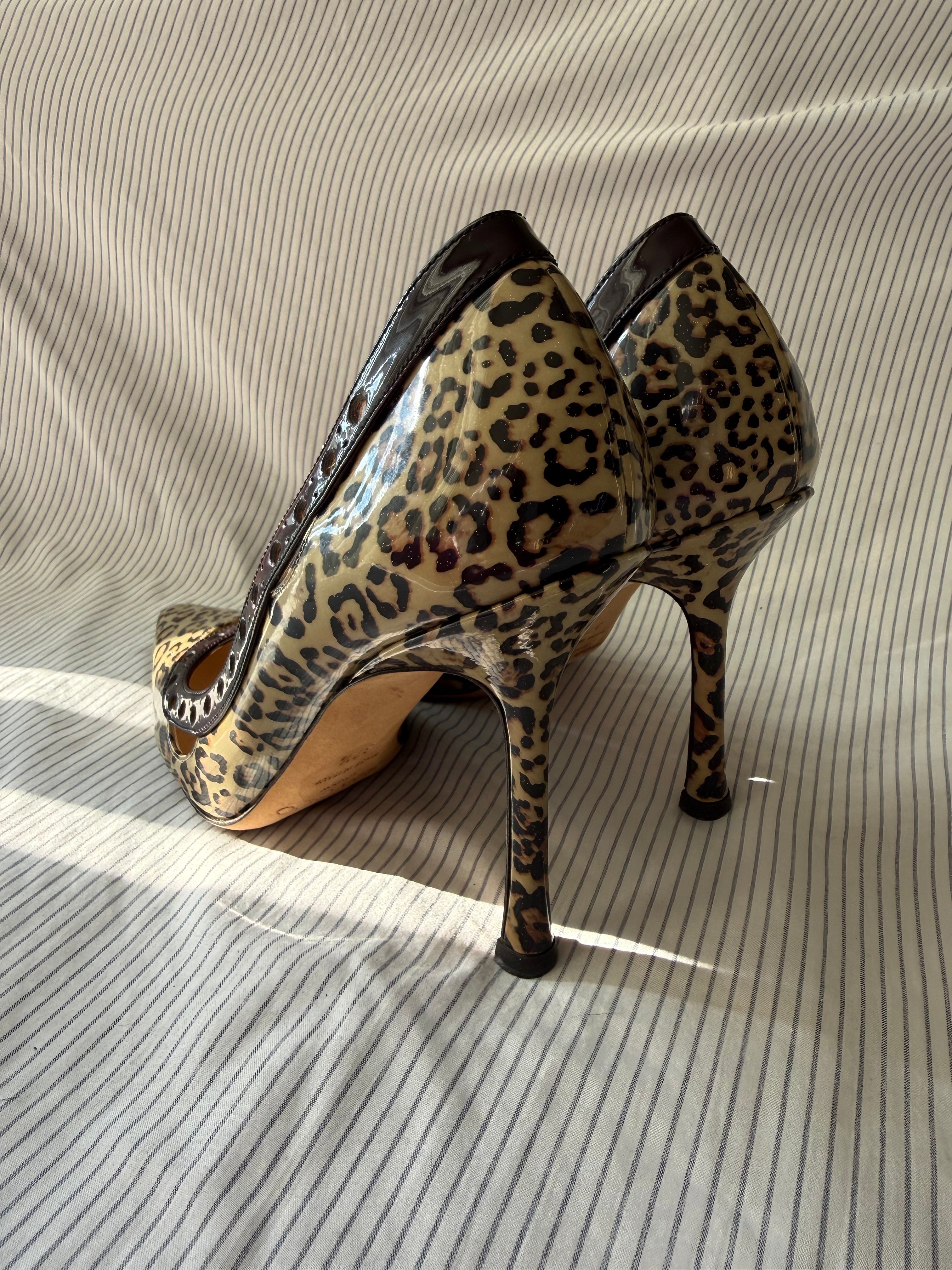 Jimmy Choo Leopard Patent Leather Pumps