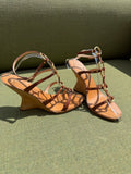 Archive Giuseppe Zanotti Brown Leather Sculptural Wedge Sandals